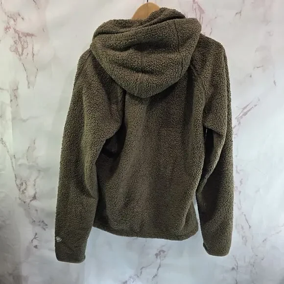 Kuhl Jacket Women XL Brown Fleece Full Zip Teddy Sherpa Hooded Flight Pit Zips - Picture 5 of 11